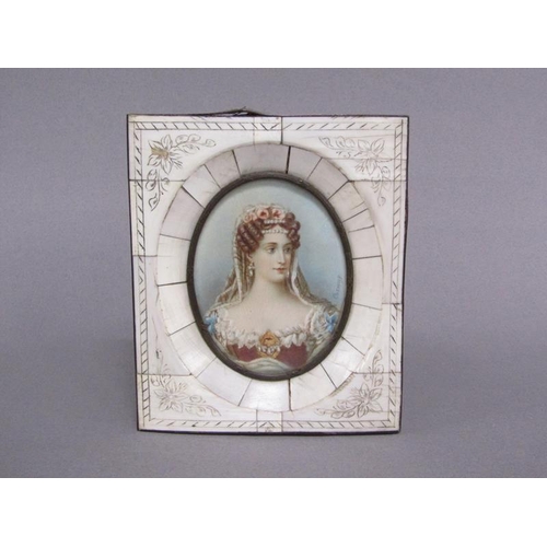 86 - Cosway - Oval framed portrait of a lady, she with roses in her hair, signed, framed and glazed, 8cm ... 
