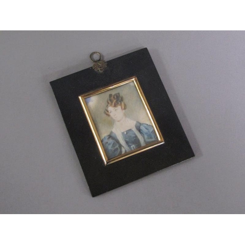 88 - Unsigned 19c - portrait of a lady, framed and glazed, 8cm x 6.5cm.