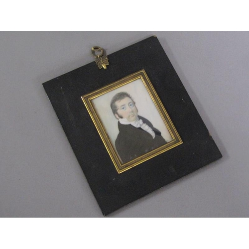 89 - Unsigned 19c - portrait miniature of a gentleman, Robert Carew King, framed and glazed, 8.5cm x 6.5c... 