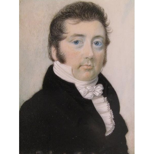 89 - Unsigned 19c - portrait miniature of a gentleman, Robert Carew King, framed and glazed, 8.5cm x 6.5c... 