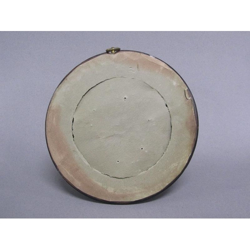 91 - Unsigned 19c - portrait miniature of an Officer in profile on paper, circular framed and glazed, 8.5... 