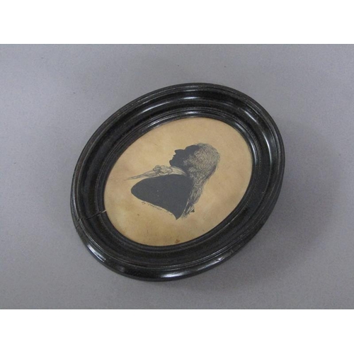 93 - Charles RA - 19c black on white silhouette portrait miniature of a gentleman, signed, oval framed an... 