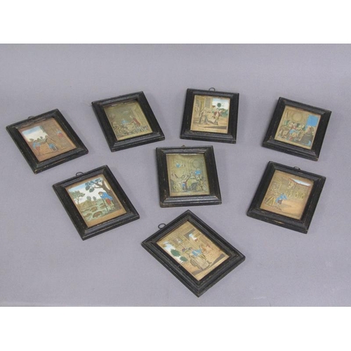 94 - A series of eight coloured prints- The Prodigal Son, hand coloured and titled, each framed and glaze... 