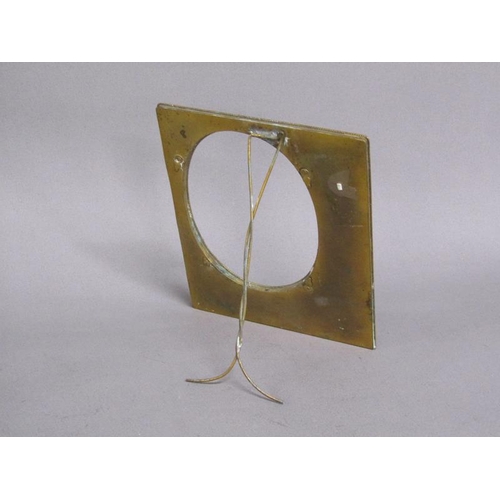 61 - An early 20c brass easel frame decorated with daisy and blue ground micro mosaic borders, 20cm w, 16... 