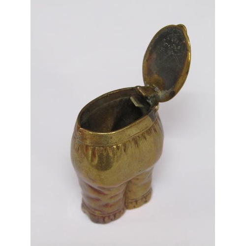 66 - A late Victorian/Edwardian brass vesta case in the form of a pair of ladies britches, 4cm h.