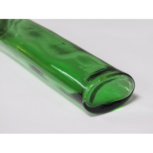 78 - An Art Deco green glass scent bottle with a silver collar and stopper, the collar London 1921, 23cm ... 