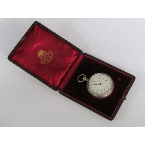 96 - A late 19c key wind chronograph pocket watch, the three quarter plate movement having a cylinder esc... 