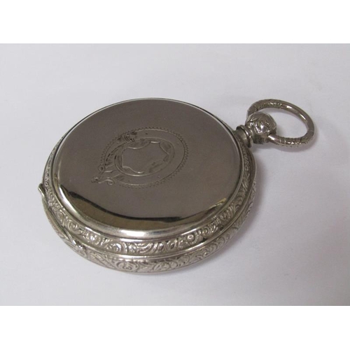 96 - A late 19c key wind chronograph pocket watch, the three quarter plate movement having a cylinder esc... 