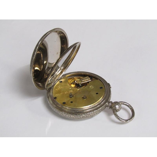 96 - A late 19c key wind chronograph pocket watch, the three quarter plate movement having a cylinder esc... 