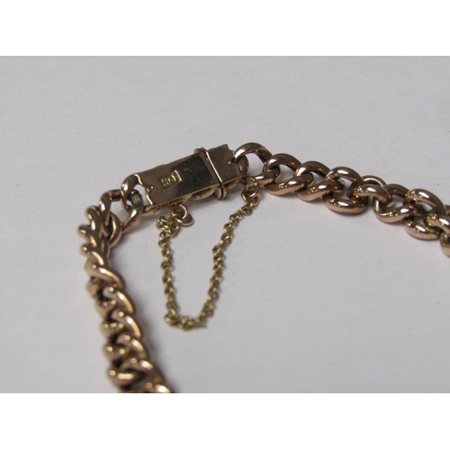 150 - An Edwardian 9ct gold turquoise and pearl set sweetheart bracelet, 7.6g.