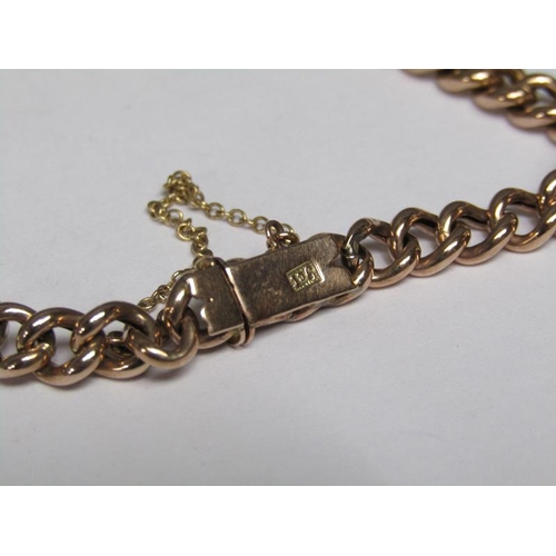 150 - An Edwardian 9ct gold turquoise and pearl set sweetheart bracelet, 7.6g.