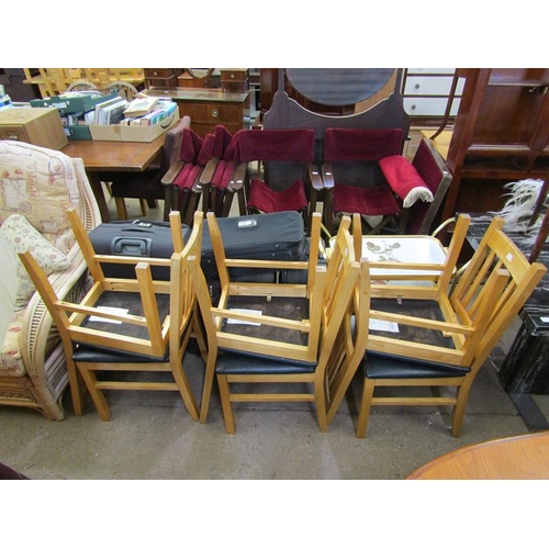 685 - SIX BEECH DINING CHAIRS