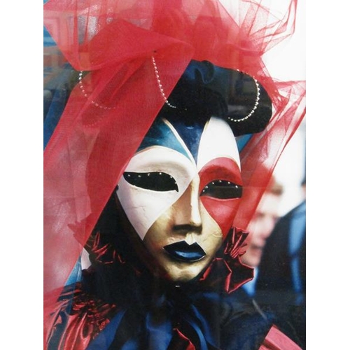 1101 - TWO F/G COLOURED PHOTOGRAPHS DEPICTING FIGURES FROM THE CARNIVAL OF VENICE, EACH APPX 45 x 68 cms