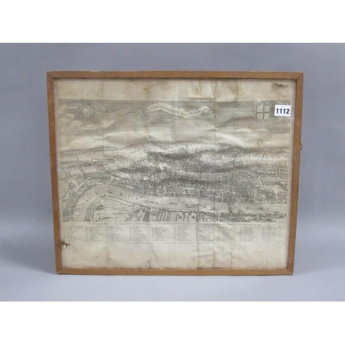 1112 - BLACK AND WHITE PRINT, VIEW OF LONDON IN ABOUT 1560, F/G 40 x 47 cms