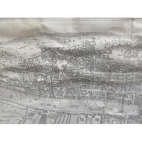 1112 - BLACK AND WHITE PRINT, VIEW OF LONDON IN ABOUT 1560, F/G 40 x 47 cms