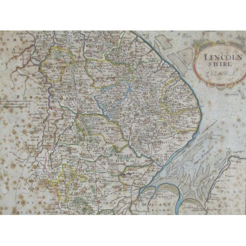 1128 - ROBERT MORDEN MAP OF LINCOLNSHIRE TOGETHER WITH A NEW MAP, THE COUNTY OF SUFFOLK 38 x 44 cms & 43 x ... 