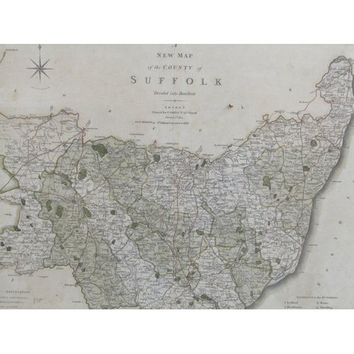 1128 - ROBERT MORDEN MAP OF LINCOLNSHIRE TOGETHER WITH A NEW MAP, THE COUNTY OF SUFFOLK 38 x 44 cms & 43 x ... 