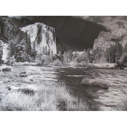 1147 - TWO BLACK AND WHITE PHOTOGRAPHS, NORTH AMERICAN MOUNTAINOUS LANDSCAPES, EACH F/G 35 x 44 cms