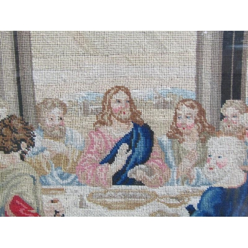 1163 - 19C NEEDLEWORK - THE LAST SUPPER, F/G, 48CM X 36CM