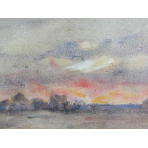 1164 - WILLIAM BROWN - RITTLE MILL, NEAR CHELMFORD, F/G, 19CM X 32CM; WATERCOLOUR - SUNSET BY RICHARD QUICK