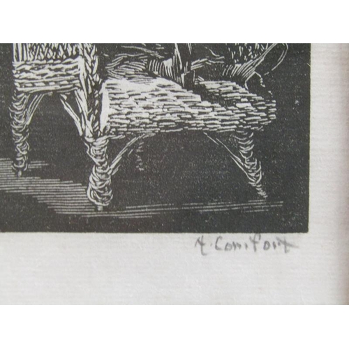 1171 - A COMFORT - PAIR, BLACK AND WHITE ENGRAVINGS, BOY READING & BOY SLEEP IN CHAIR, EACH F/G, 9CM X 6.5C... 