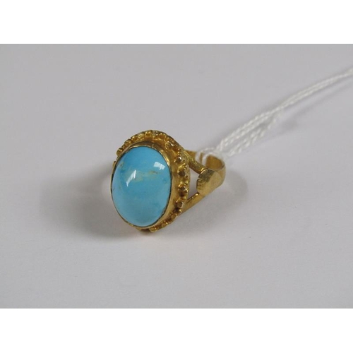 1419 - GOLD TURQUOISE CABOUCHON SET RING