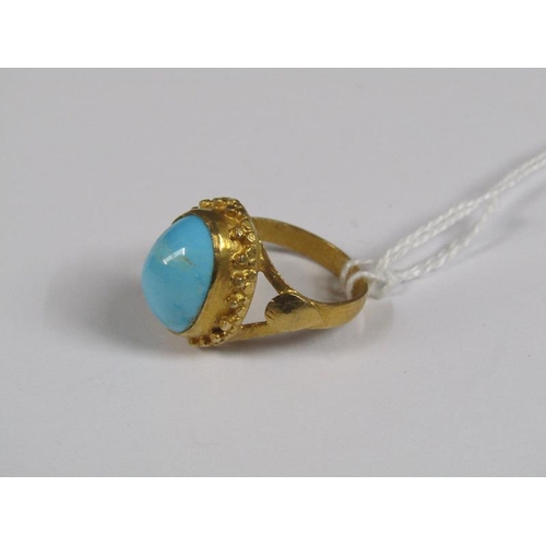 1419 - GOLD TURQUOISE CABOUCHON SET RING