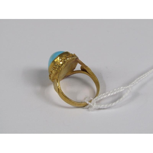 1419 - GOLD TURQUOISE CABOUCHON SET RING