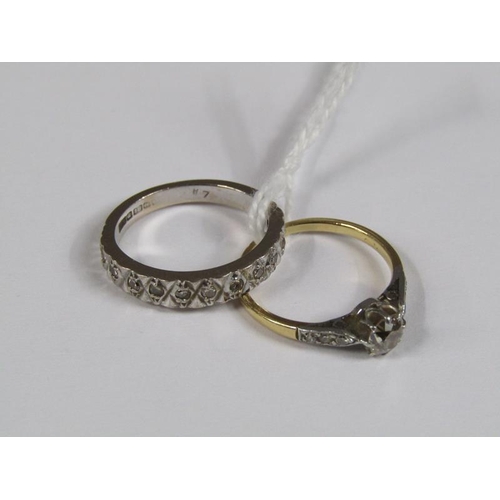 1420 - TWO 18ct GOLD RINGS DIAMOND SET