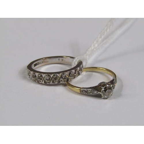 1420 - TWO 18ct GOLD RINGS DIAMOND SET