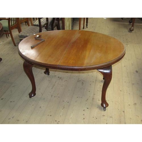 1794 - 19c MAHOGANY OVAL WIND OUT DINING TABLE WITH TWO LEAVES 129 x 106cms, 72cms WHEN CLOSED