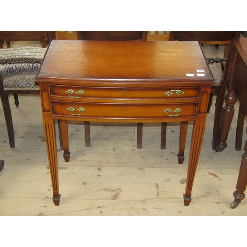 1797 - LATE GEORGIAN STYLE MAHOGANY TWO DRAWER SIDE TABLE 77 x 79 cms