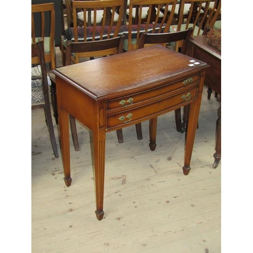 1797 - LATE GEORGIAN STYLE MAHOGANY TWO DRAWER SIDE TABLE 77 x 79 cms