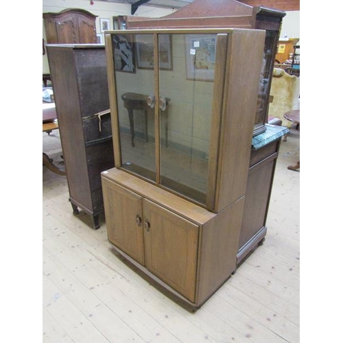 1806 - 1970s SIDE CABINET WITH GLAZED UPPER CUPBOARD ON A CUPBOARD BASE 91 x 160 cms