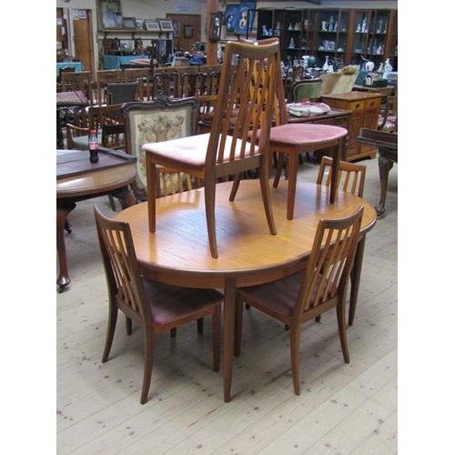 1810 - 1970s TEAK DINING TABLE (163 x 74 cms) TOGETHER WITH SIX DINING CHAIRS