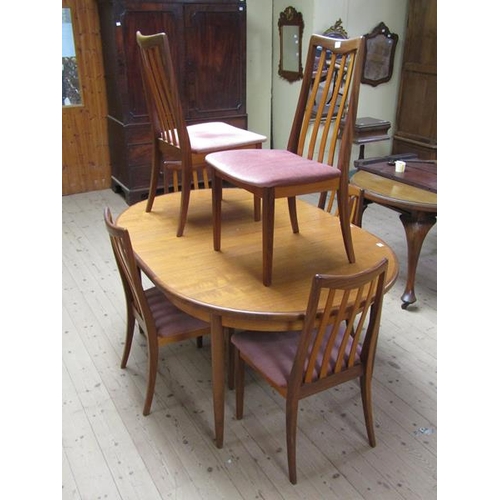 1810 - 1970s TEAK DINING TABLE (163 x 74 cms) TOGETHER WITH SIX DINING CHAIRS