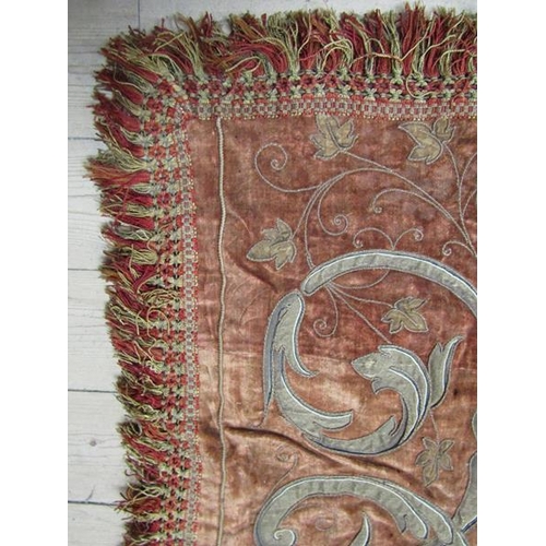 1796 - LATE VICTORIAN NEEDLEWORK TABLE COVER 220 x 126 cms