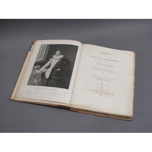 10 - A book - Memoires of the Life and Writings of Sir Philip Sidney by Thomas Zouch Prebendary of Durham... 