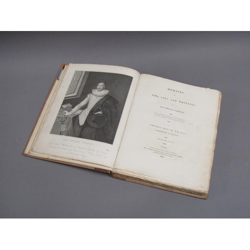 10 - A book - Memoires of the Life and Writings of Sir Philip Sidney by Thomas Zouch Prebendary of Durham... 