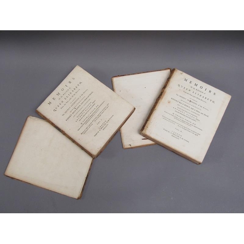 11 - Two books - Memoires of the Reign of Queen Elizabeth from 1581 till her death, by Thomas Birch, bein... 