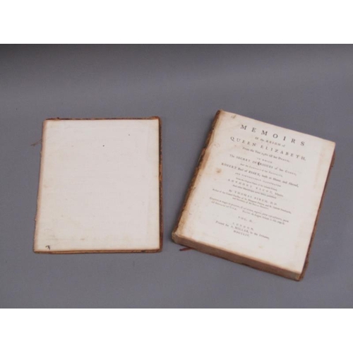 11 - Two books - Memoires of the Reign of Queen Elizabeth from 1581 till her death, by Thomas Birch, bein... 