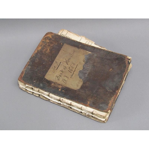 16 - A book - Book of Homileies AD 1558, -  in poor condition, spine missing, boards detached.