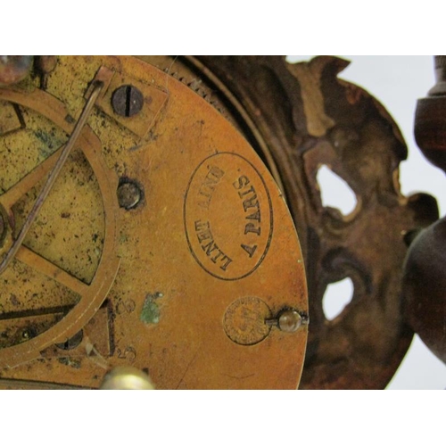 27 - A mid 19c French portico clock, the movement held between four barley sugar twist columns which stan... 