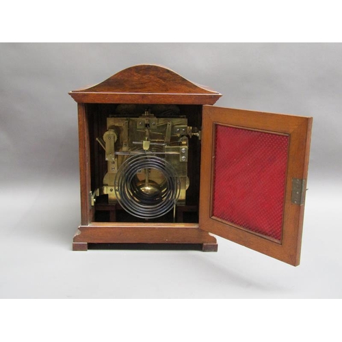 29 - A late 19c English three train bracket clock, the triple fusee movement chiming on four gongs and ho... 