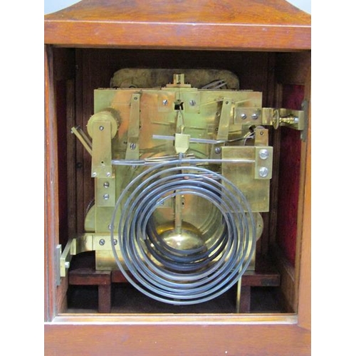 29 - A late 19c English three train bracket clock, the triple fusee movement chiming on four gongs and ho... 