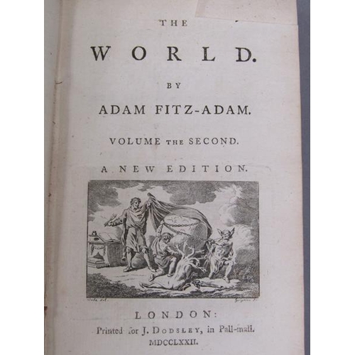 3 - Two books - The World by Adam Fitz-Adam, being new editions volume II & III, printed in London for J... 