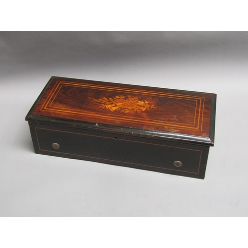 32 - A late 19c Swiss music box playing eight airs on a 27cm long pinned barrel with a seventy four tooth... 