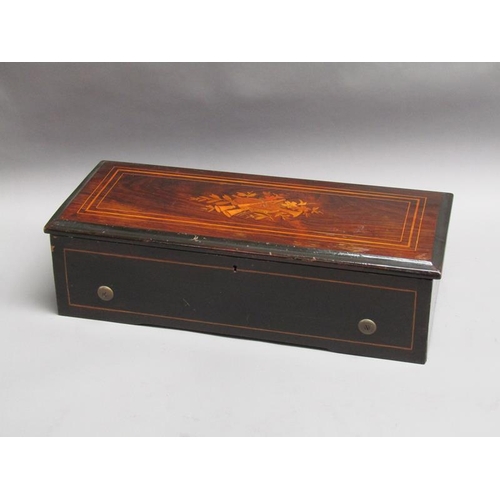 32 - A late 19c Swiss music box playing eight airs on a 27cm long pinned barrel with a seventy four tooth... 