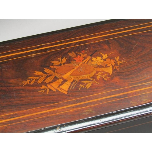 32 - A late 19c Swiss music box playing eight airs on a 27cm long pinned barrel with a seventy four tooth... 