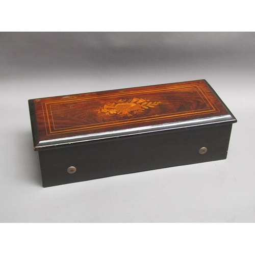 32 - A late 19c Swiss music box playing eight airs on a 27cm long pinned barrel with a seventy four tooth... 